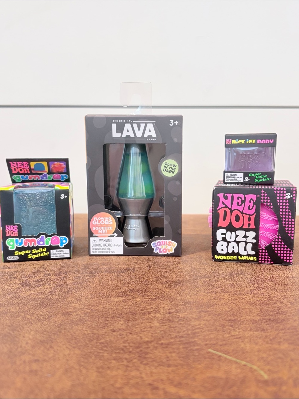 NIB NeeDoh Squishy Toy Bundle Lava Lamp Gumdrop Fuzz Ball Ice Baby 4pc